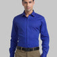 Men Blue Contemporary Fit Structure Cotton Full Sleeve Shirts