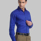Men Blue Contemporary Fit Structure Cotton Full Sleeve Shirts