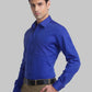 Men Blue Contemporary Fit Structure Cotton Full Sleeve Shirts
