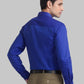 Men Blue Contemporary Fit Structure Cotton Full Sleeve Shirts