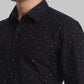 Men Black Contemporary Fit Jacquard Cotton Shirts