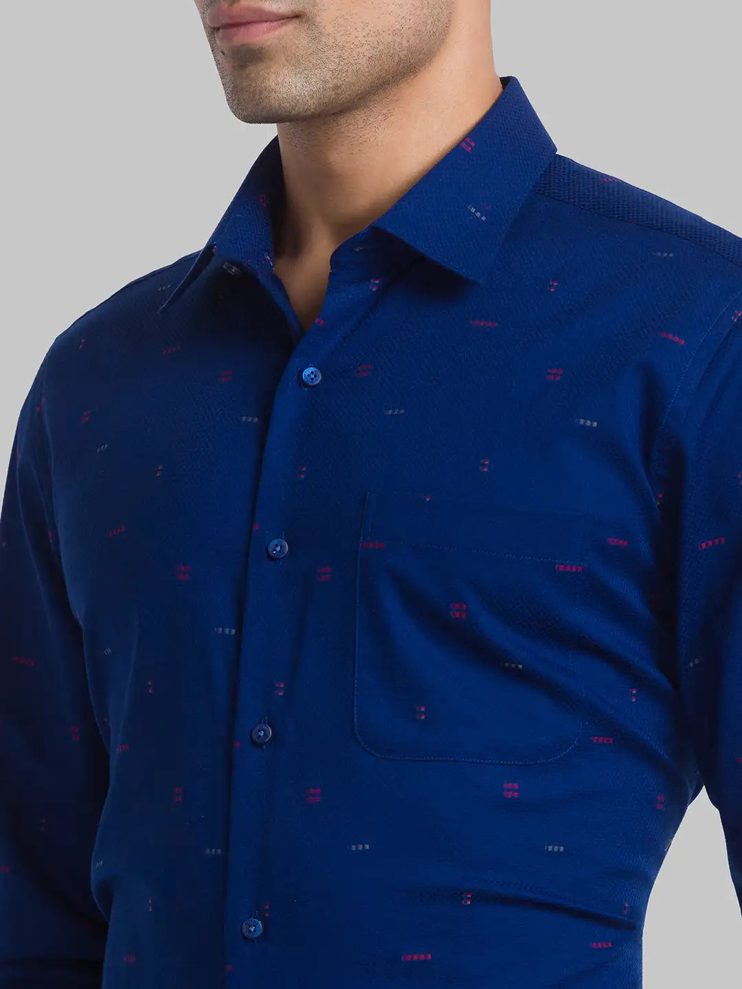Raymond Men Blue Structure Contemporary Fit Cotton Shirts