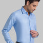 Men Blue Contemporary Fit Structure Cotton Blend Cutaway Collar Shirts