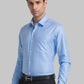 Men Blue Contemporary Fit Structure Cotton Blend Cutaway Collar Shirts