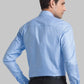 Men Blue Contemporary Fit Structure Cotton Blend Cutaway Collar Shirts