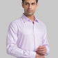 Men Red Contemporary Fit Structure Cotton Blend Cutaway Collar Shirts