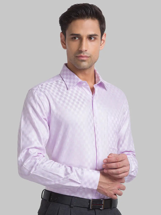 Men Red Contemporary Fit Structure Cotton Blend Cutaway Collar Shirts