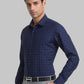 Men Blue Contemporary Fit Checks Cotton Blend Cut Collar Shirts