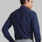 Men Blue Contemporary Fit Checks Cotton Blend Cut Collar Shirts