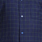 Men Blue Contemporary Fit Checks Cotton Blend Cut Collar Shirts