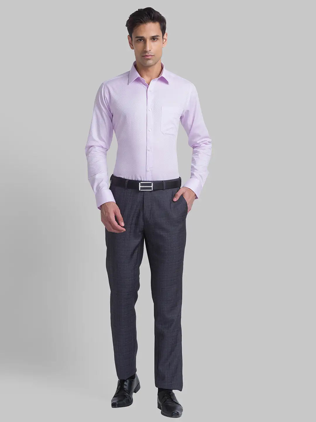 Men Grey Slim Fit Checks Terry Rayon Blend Trouser