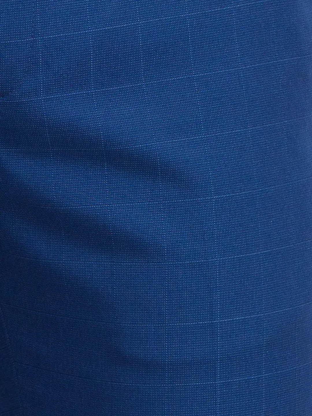 Men Blue Contemporary Fit Checks Polyester Blend Trouser
