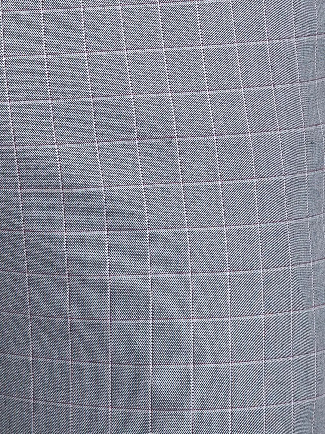 Men Grey Contemporary Fit Checks Polyester Blend Trouser