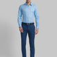 Men Blue Contemporary Fit Checks Polyester Blend Trouser