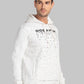 Men White Regular Fit Print Cotton Polyester Blend Sweatshirts