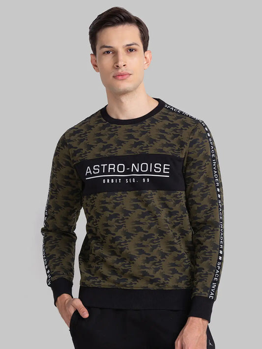 Men White Regular Fit Print Cotton Polyester Blend Sweatshirts