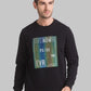 Men Black Regular Fit Print Cotton Polyester Blend Sweatshirts