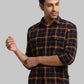 Men Blue Slim Fit Checks Cotton Full Sleeve Shirts