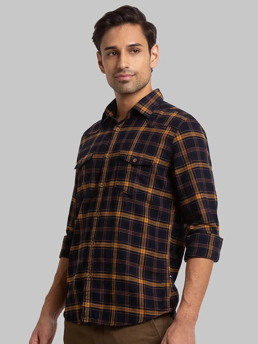 Men Blue Slim Fit Checks Cotton Full Sleeve Shirts