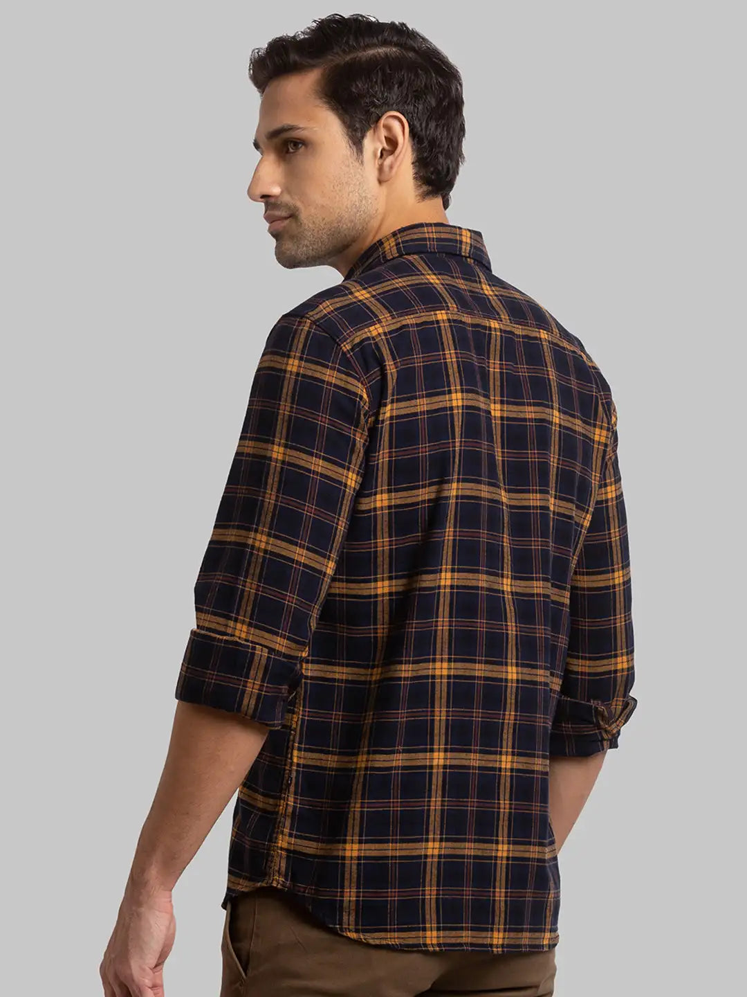 Men Blue Slim Fit Checks Cotton Full Sleeve Shirts