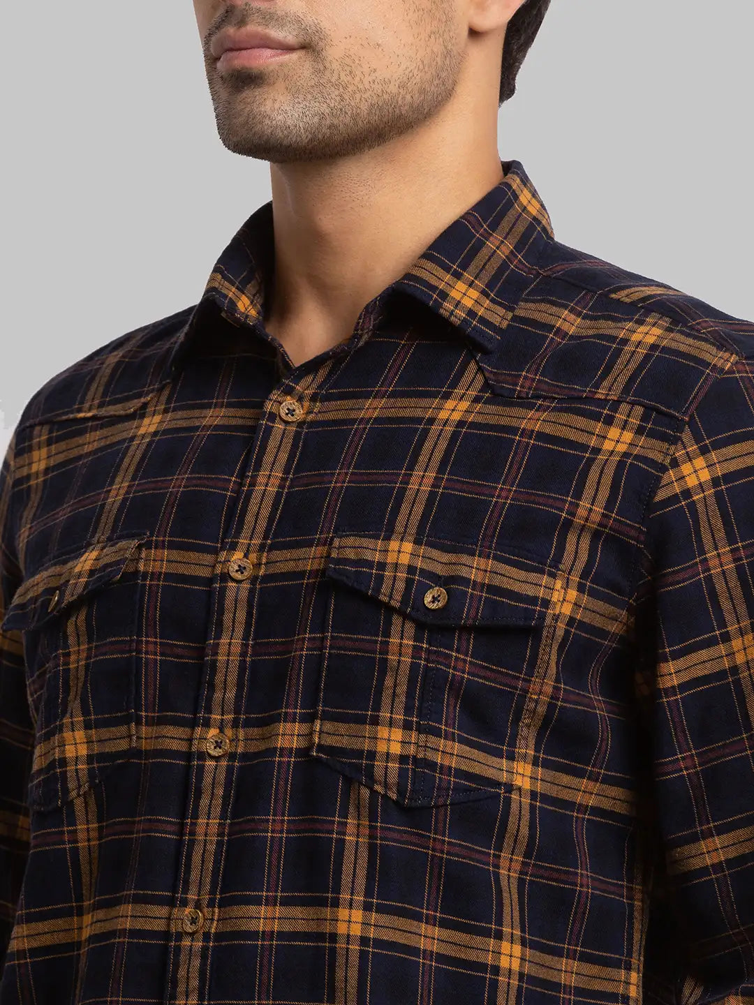 Men Blue Slim Fit Checks Cotton Full Sleeve Shirts