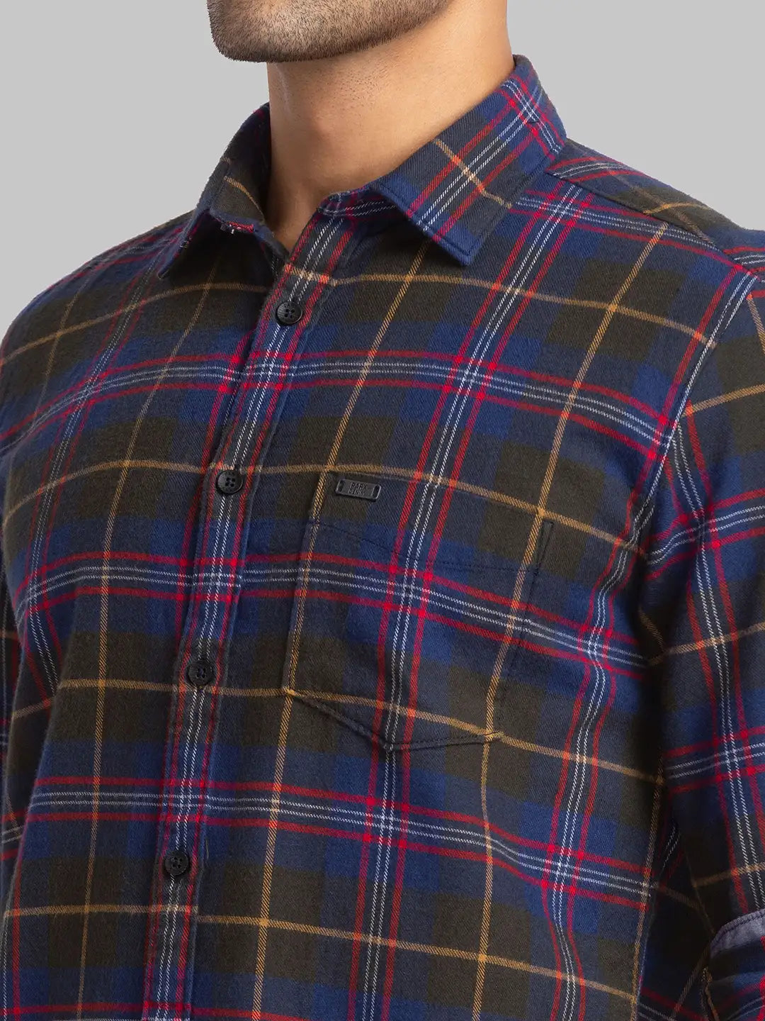 Men Green Slim Fit Checks Cotton Full Sleeve Shirts