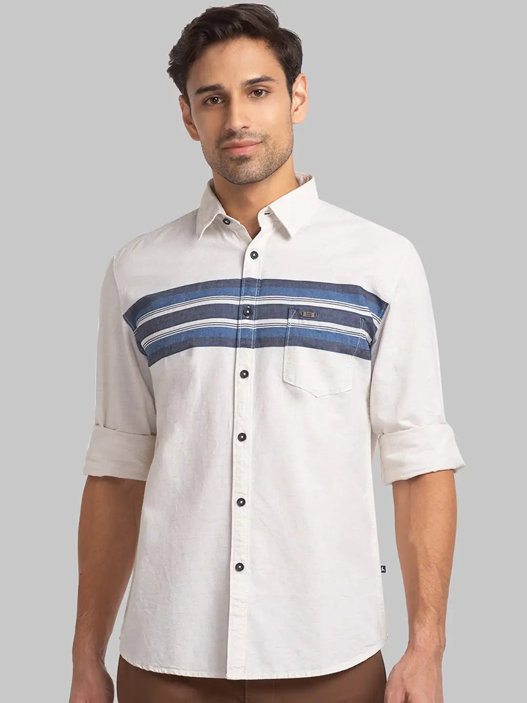 Parx Men Blue Engineered Slim Fit Cotton Shirt – MyRaymond
