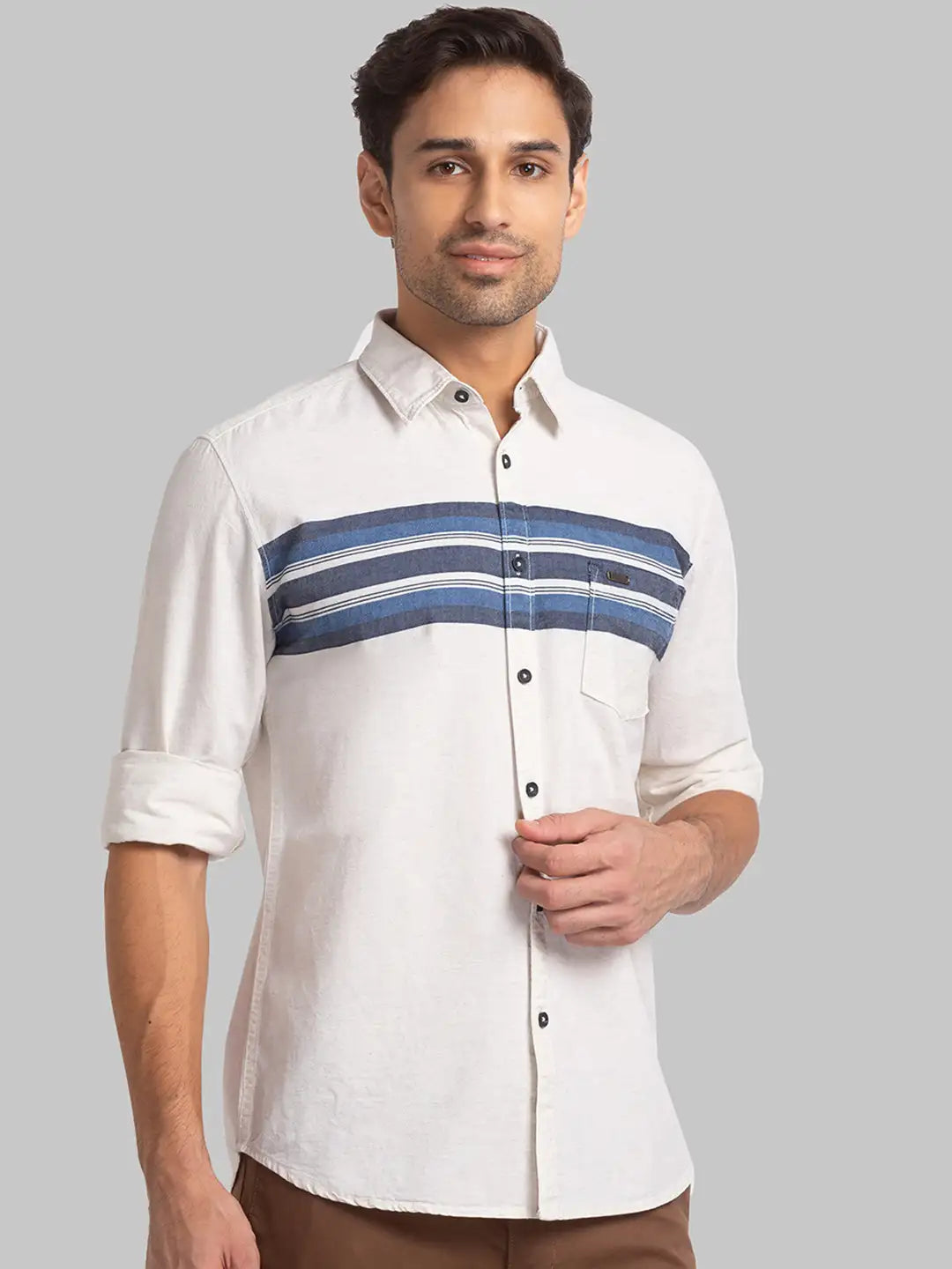 Parx Men Blue Engineered Slim Fit Cotton Shirt – MyRaymond