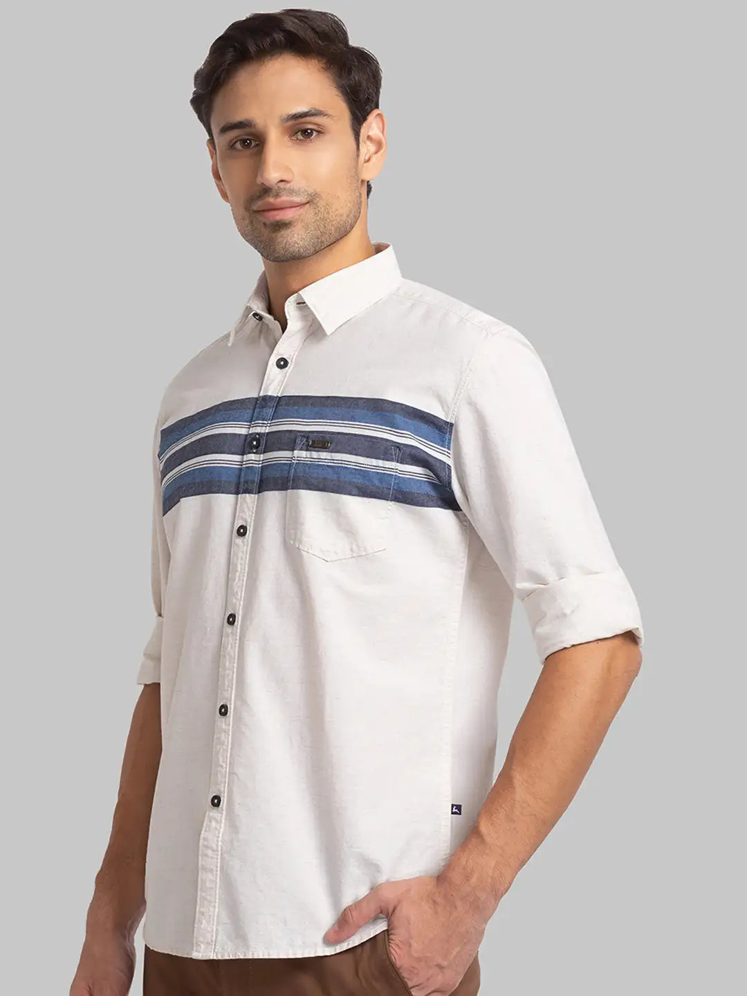 Parx Men Blue Engineered Slim Fit Cotton Shirt – MyRaymond