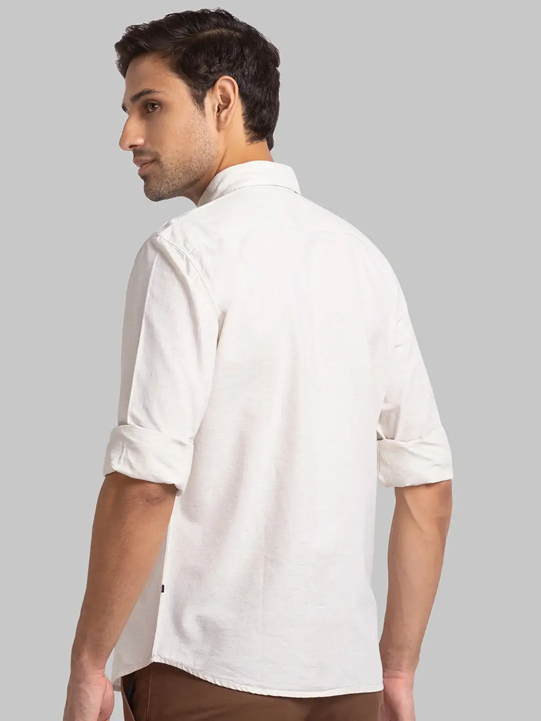 Parx Men Blue Engineered Slim Fit Cotton Shirt
