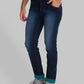 Men Blue Slim Tapered Fit Plain Polyester Blend Jeans