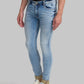 Men Blue Skinny Cropped Fit Plain Polyester Blend Jeans
