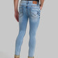 Men Blue Skinny Cropped Fit Plain Polyester Blend Jeans