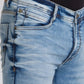 Men Blue Skinny Cropped Fit Plain Polyester Blend Jeans