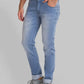 Men Blue Slim Tapered Fit Plain Cotton Blend Jeans