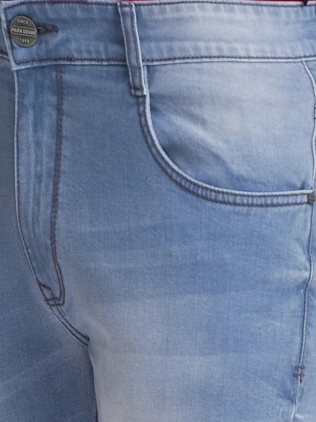 Men Blue Slim Tapered Fit Plain Cotton Blend Jeans