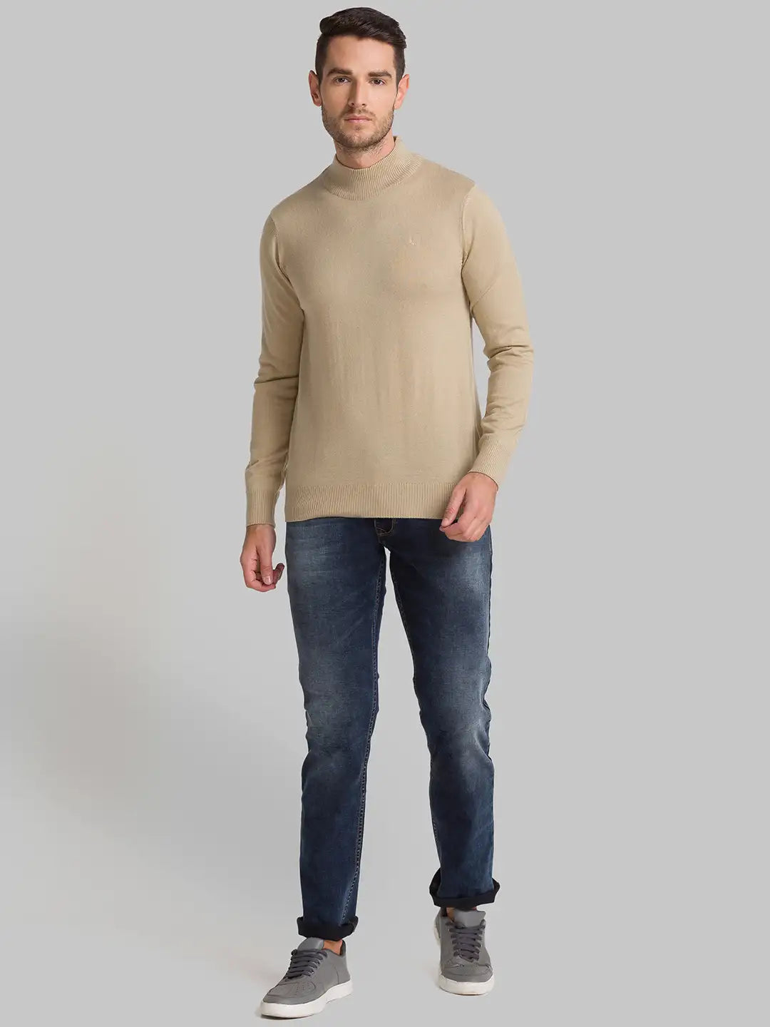 Men Blue Slim Tapered Fit Plain Cotton Blend Jeans