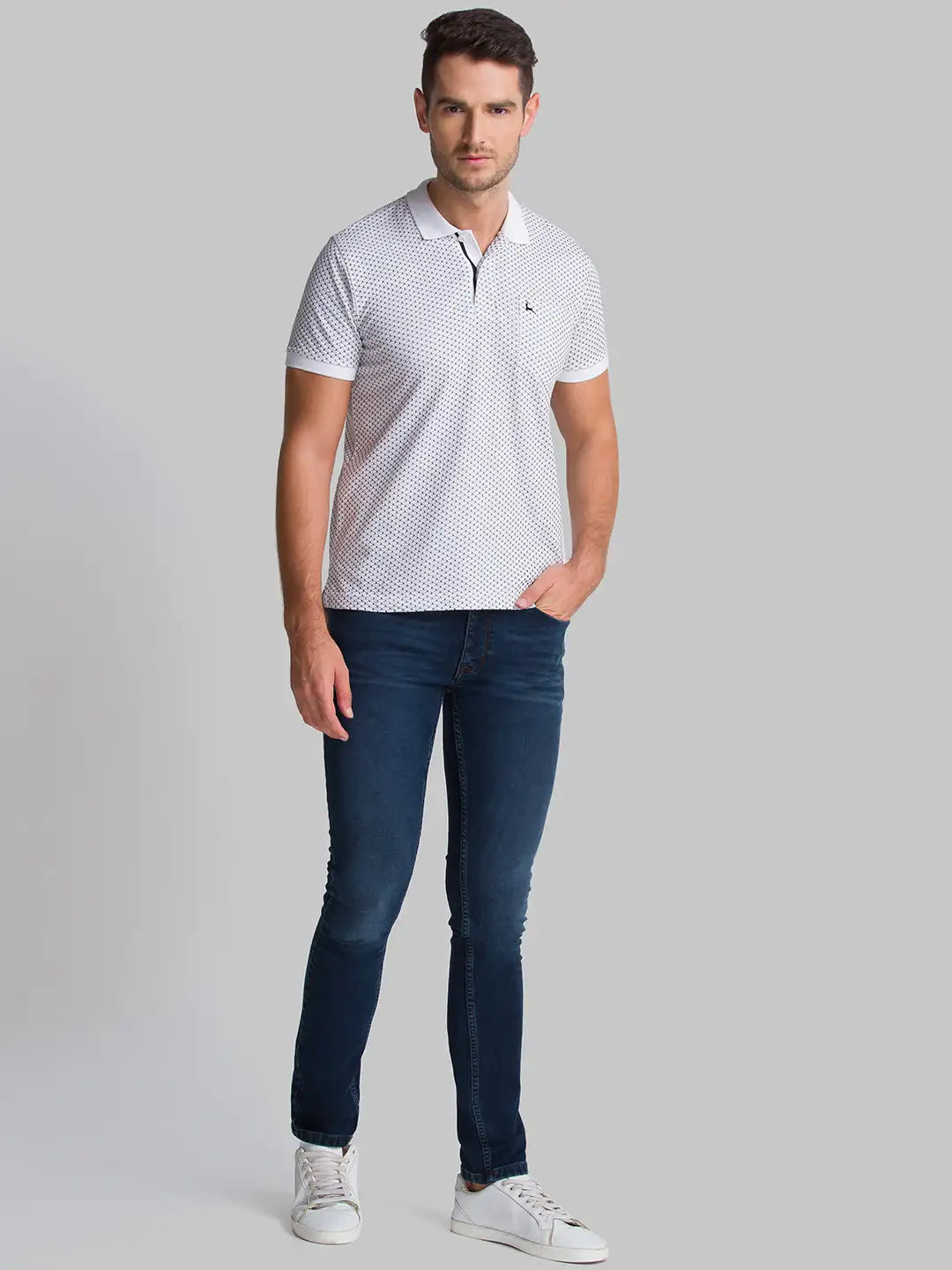 Men Blue Skinny Cropped Fit Knitted Cotton Blend Jeans