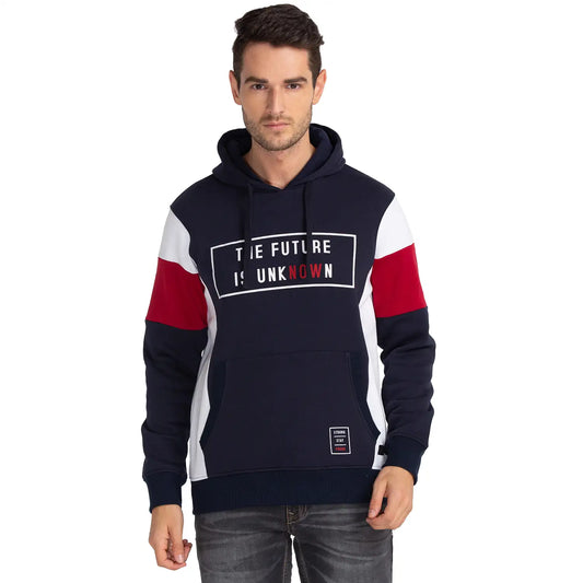 Men Blue Regular Fit Cut & Sew Cotton Polyester Blend Sweatshirts