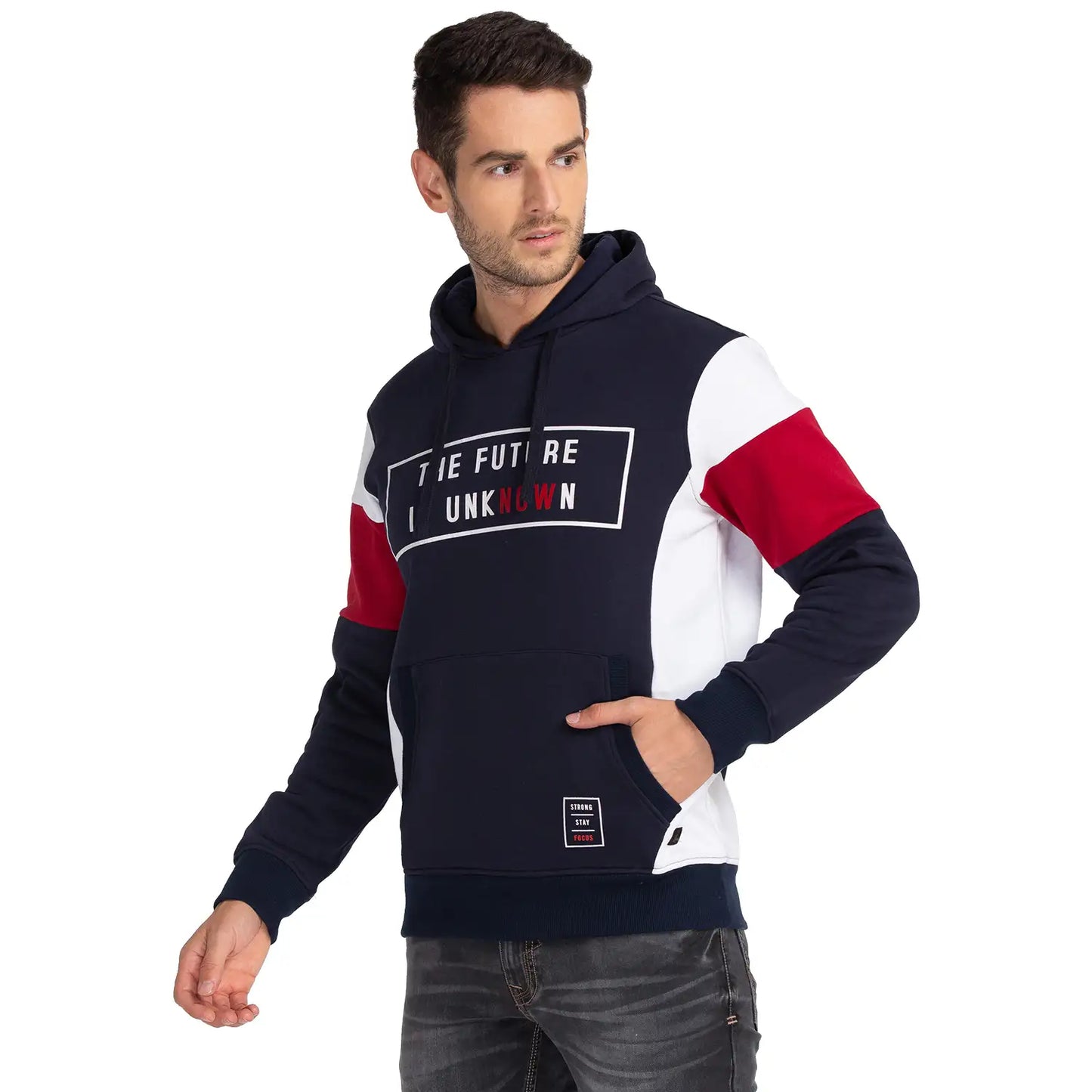 Men Blue Regular Fit Cut & Sew Cotton Polyester Blend Sweatshirts