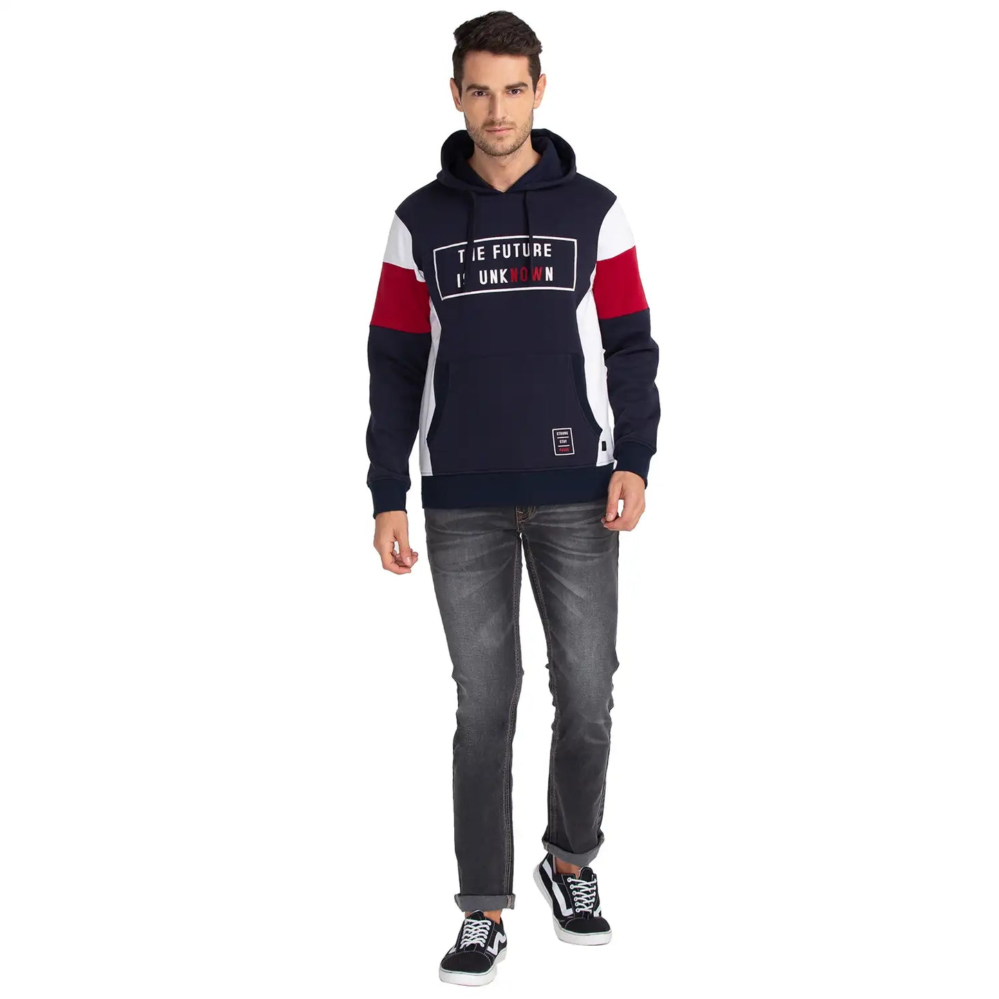 Men Blue Regular Fit Cut & Sew Cotton Polyester Blend Sweatshirts