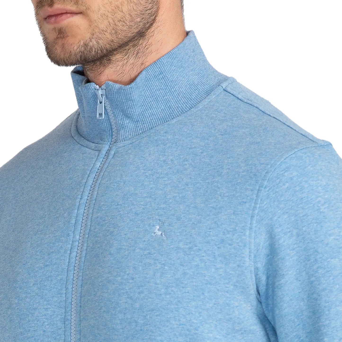 Men Blue Regular Fit Solid Cotton Polyester Blend Sweatshirts