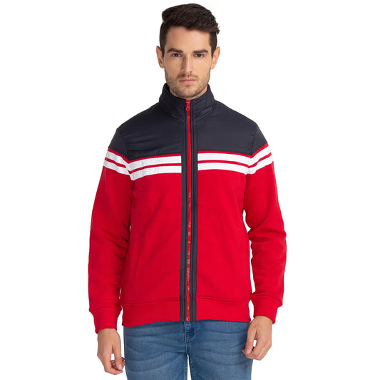 Men Red Regular Fit Cut & Sew Cotton Polyester Blend Sweatshirts