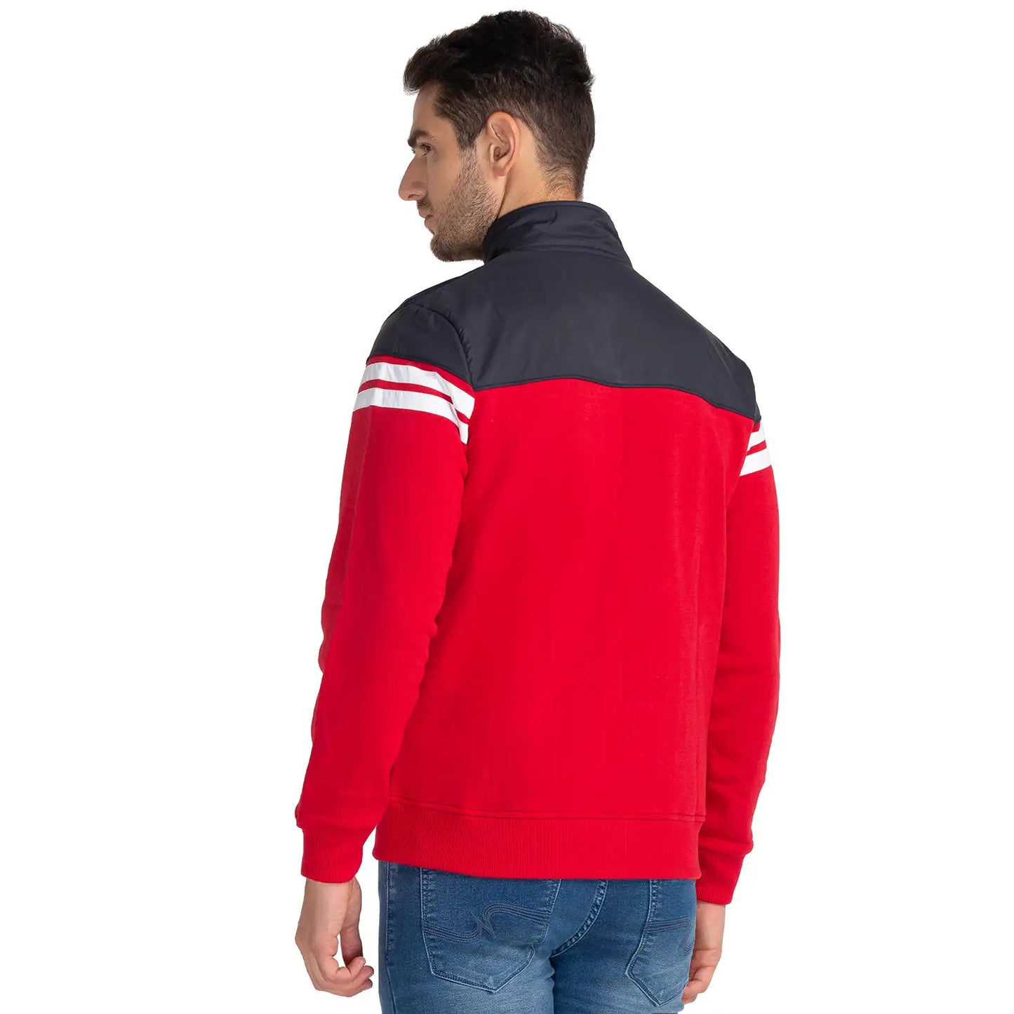 Men Red Regular Fit Cut & Sew Cotton Polyester Blend Sweatshirts