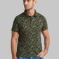 Men Green Regular Fit Print Cotton Round Neck Collar Polo T-Shirt