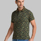 Men Green Regular Fit Print Cotton Round Neck Collar Polo T-Shirt