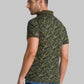 Men Green Regular Fit Print Cotton Round Neck Collar Polo T-Shirt
