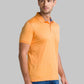 Men Orange Regular Fit Print Cotton Round Neck Collar Polo T-Shirt