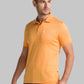Men Orange Regular Fit Print Cotton Round Neck Collar Polo T-Shirt