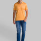 Men Orange Regular Fit Print Cotton Round Neck Collar Polo T-Shirt